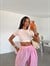 Çift Kat Crop Basic - Pudra Pembe