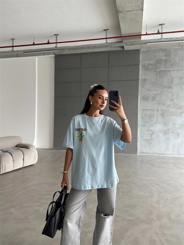 Graviment Baskılı Basic - Mavi