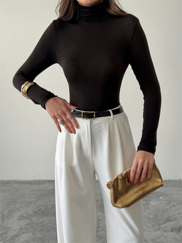 Balıkçı Transparan Bluz - Kahve