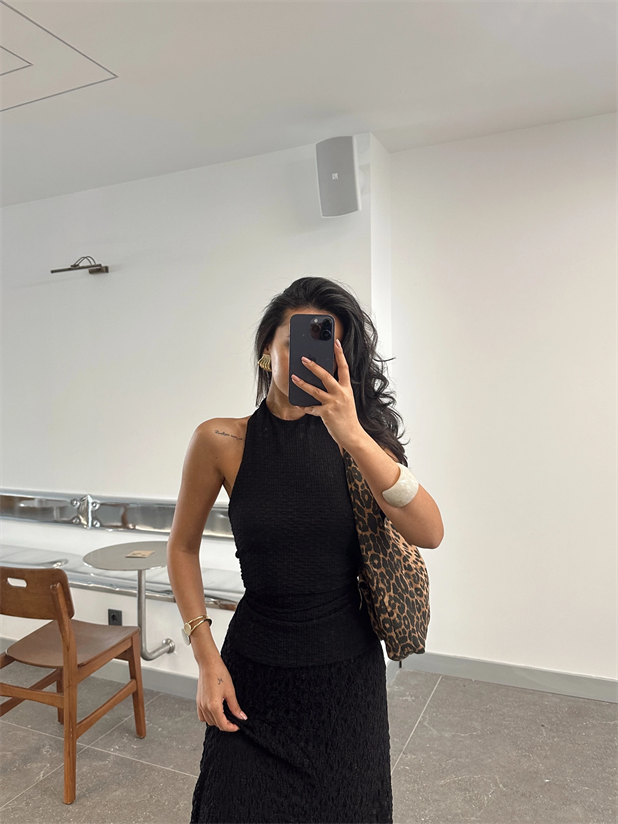 Sırt Ayarlanabilir Crop - Siyah