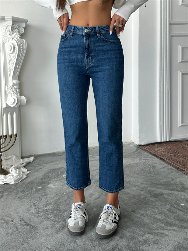 Straight Mom Jean - Lacivert