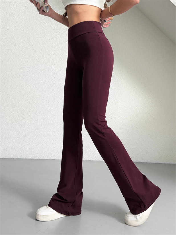 İspanyol Paça Tayt Pantolon - Bordo