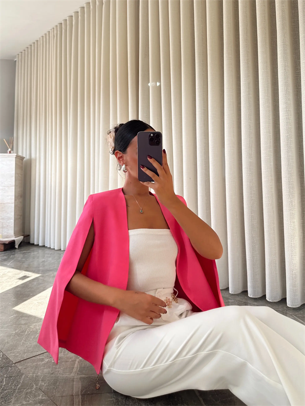 Pelerin Ceket Pembe - Pembe