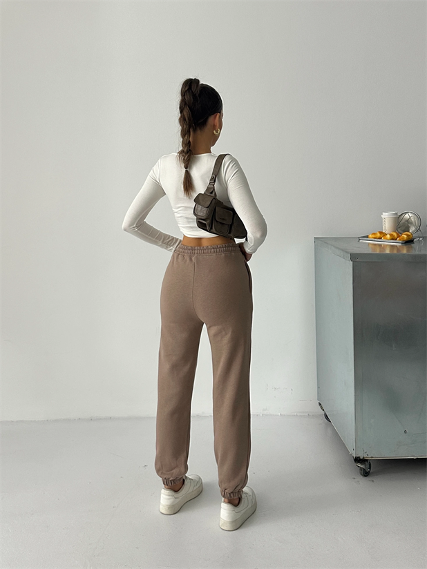 Bel Lastik Jogger Eşofman Vizon - Vizon