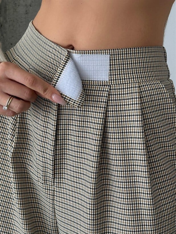 Cırtlı Bel Lastik Pantolon - Ekru