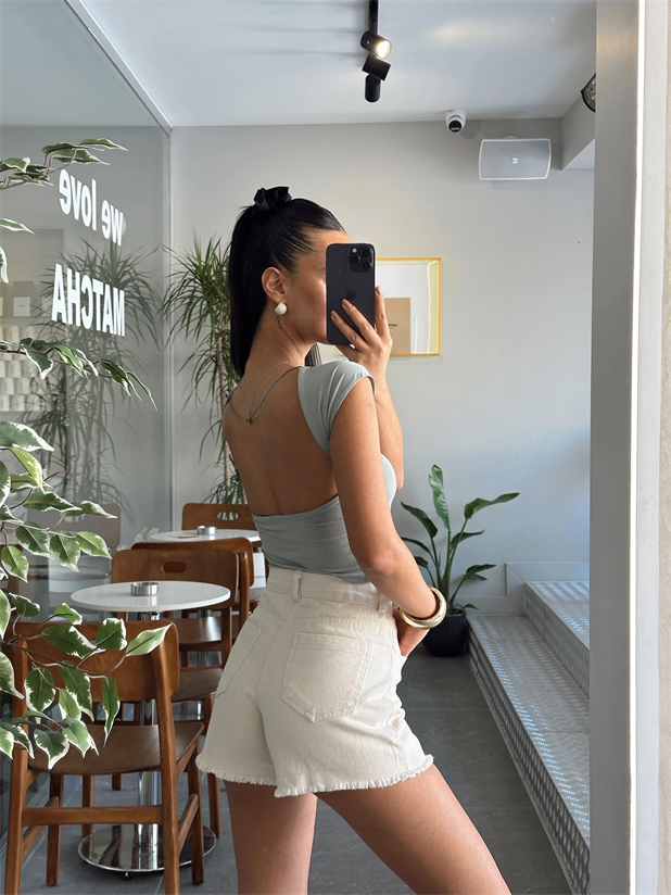 Sırt Açık Crop - Mint