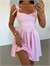 Çizgili Mini Elbise - Pembe