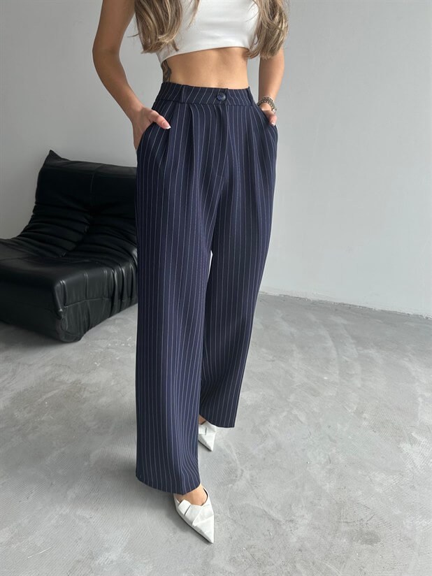 Elicia Line Pileli Palazzo Lacivert - Lacivert