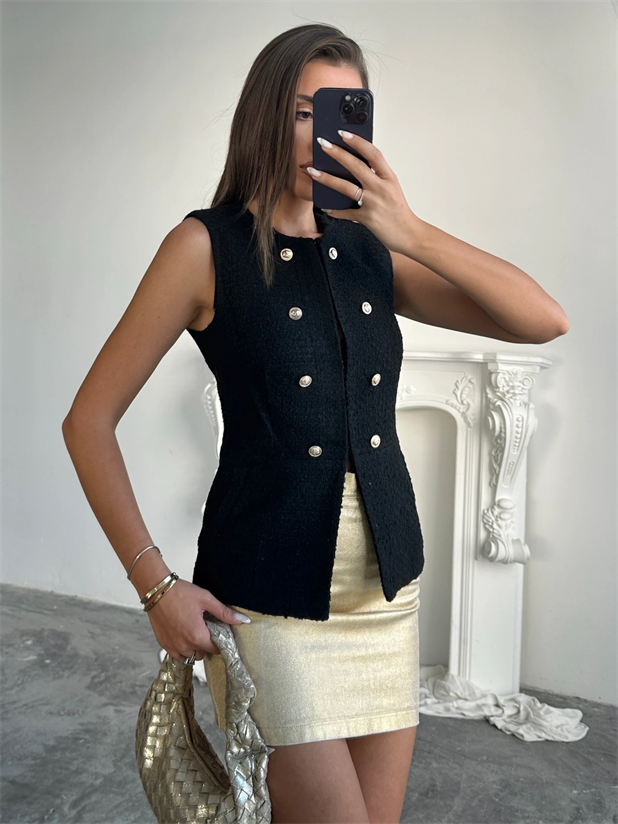 Chanel Fabric Yelek Siyah - Siyah