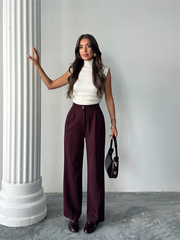 My Palazzo Kumaş Pantolon - Mürdüm