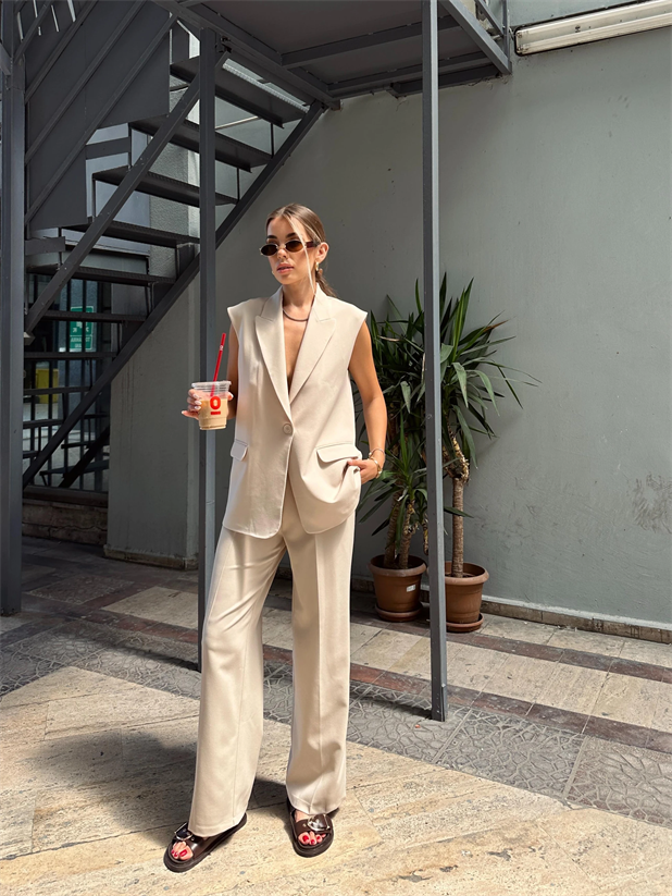 Valeria Blazer Yelek Taş - Taş