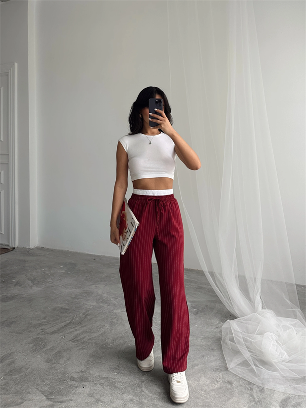 Garnili Line Pantolon  - Bordo