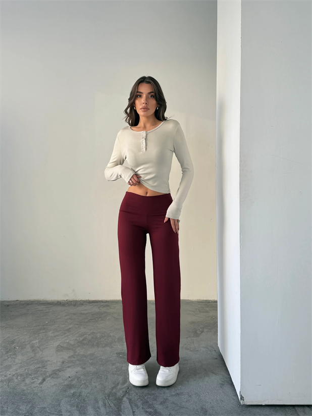 Orıgınal Tayt Pantolon  - Bordo