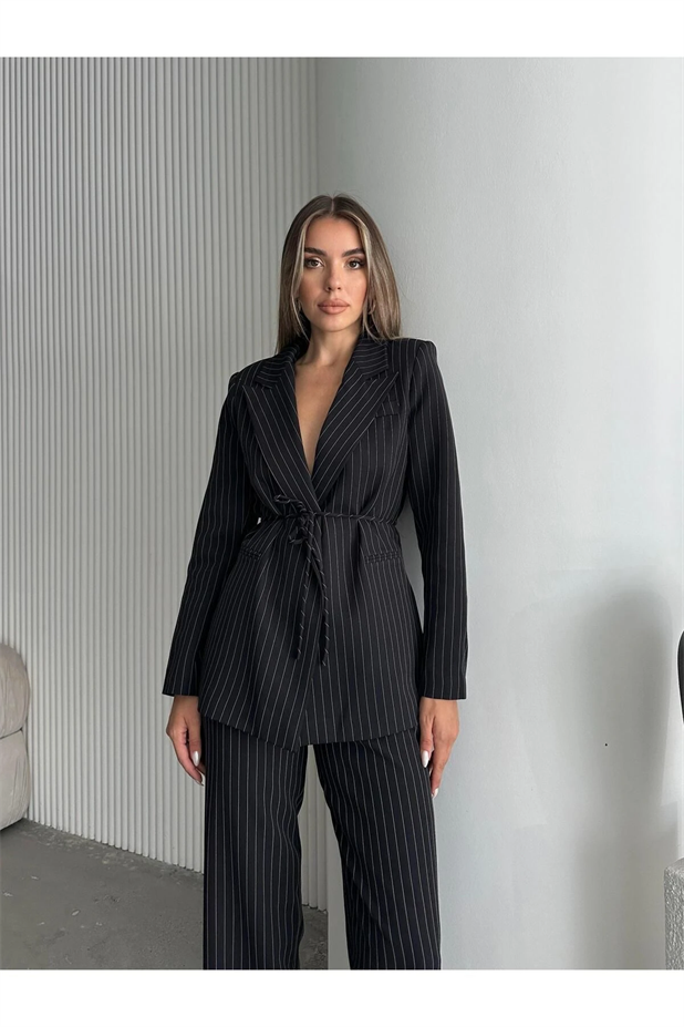 Lasy Line Bel Bağlamalı Blazer Ceket Siyah - Siyah