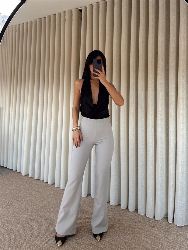 Yarım İspanyol Paça Pantolon - Koyu Gri