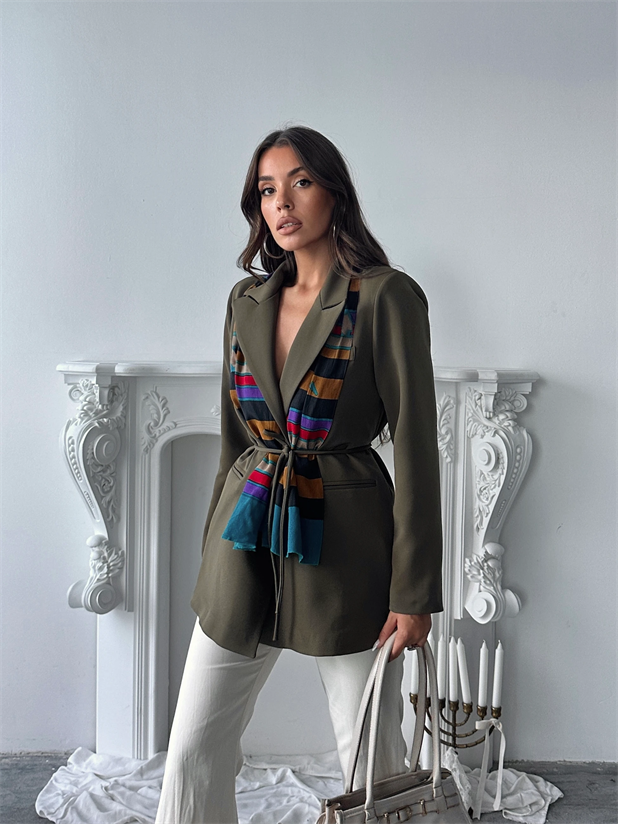 Bağlama Detay Ceket - Haki