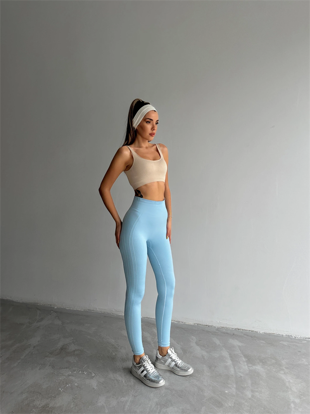 Yan Çizgi Esnek Tayt Bebe Mavi - Mavi