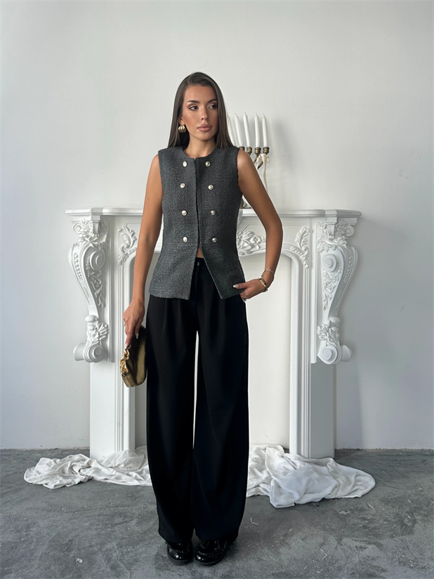 Chanel Fabric Yelek Füme - Füme