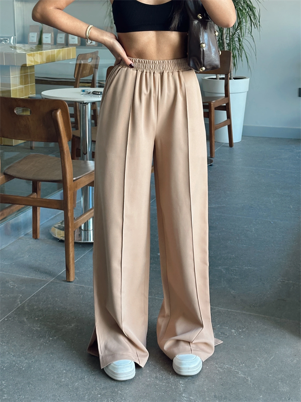 Renew Ön Dikiş Detaylı Yan Yırtmaçlı Pantolon Vizon - Vizon