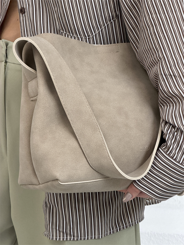 Süet Omuz Çantası - Vizon