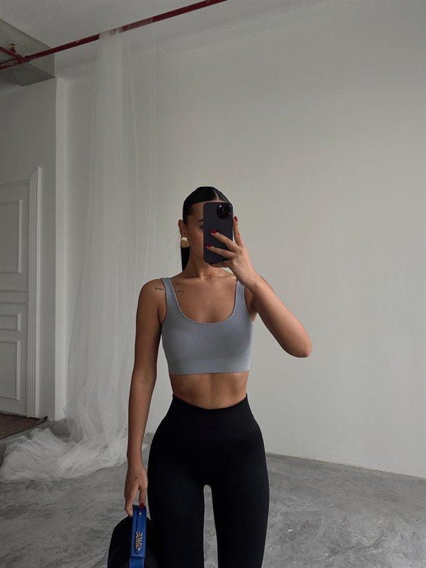 Seamless Fitilli Crop - Gri