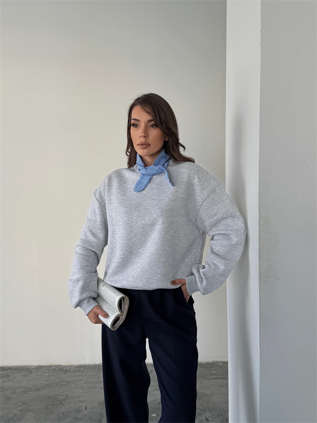 Fular Detaylı Sweatshirt - Gri