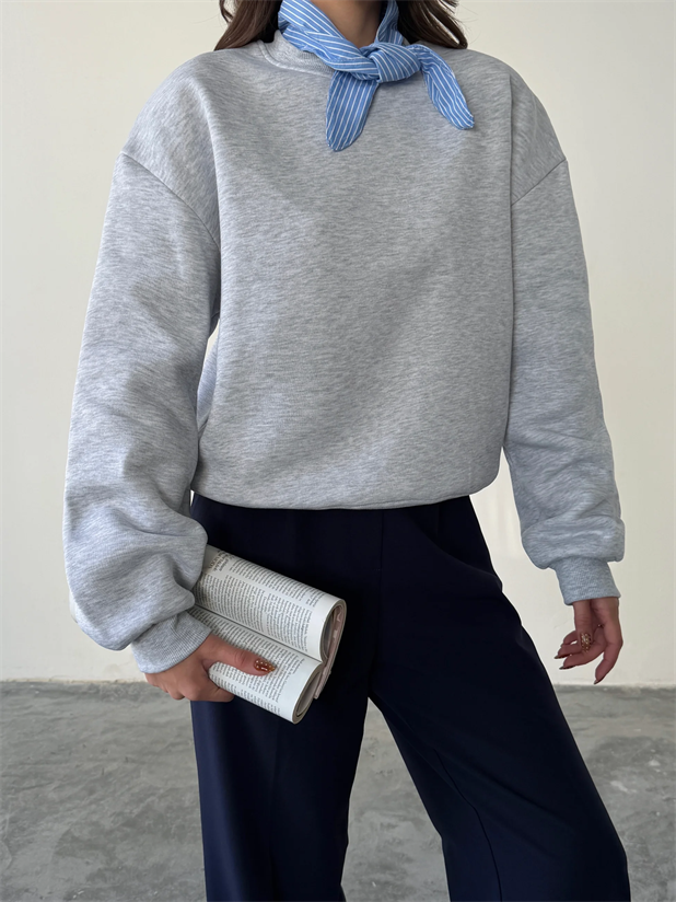 Fular Detaylı Sweatshirt - Gri