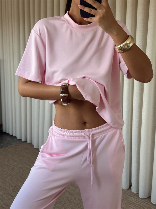 Modal Pantolon T-shirt Takım - Pembe