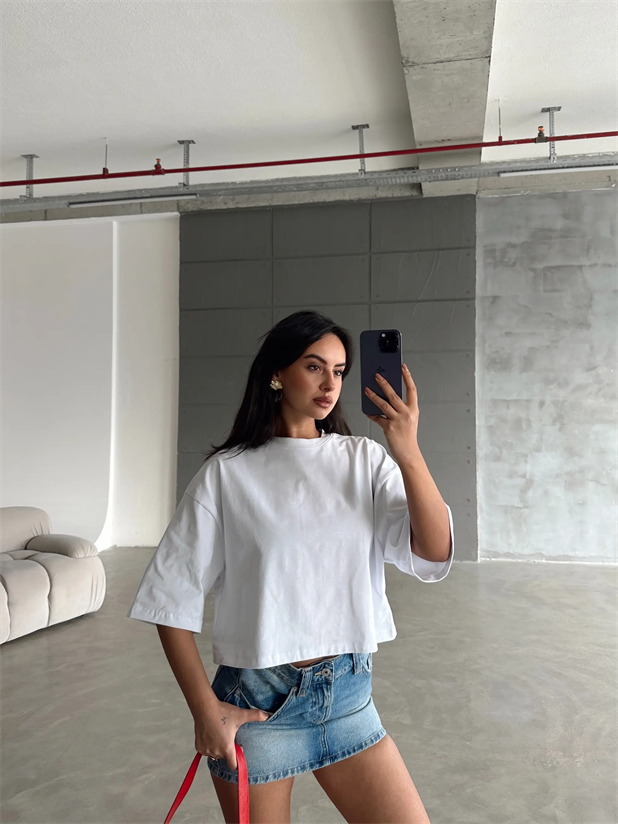 Oversize Basic Crop - Ekru
