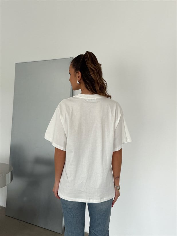 Bear Baskılı Basic - Beyaz