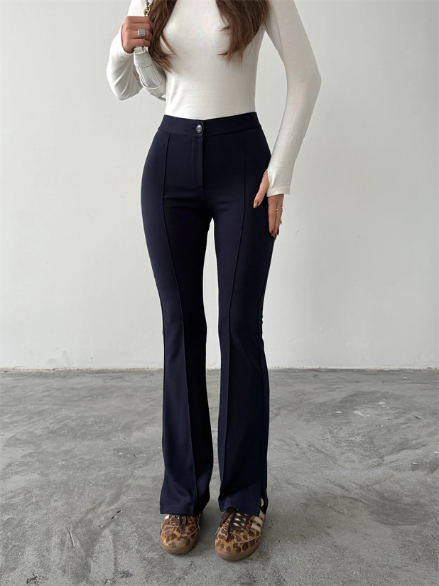 Çimalı Yırtmaç Pantolon  - Lacivert