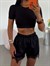 Çift Kat Crop Basic - Siyah