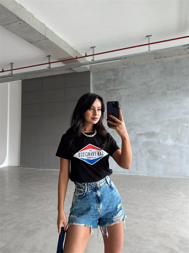 San Francisco Baskılı Basic - Siyah