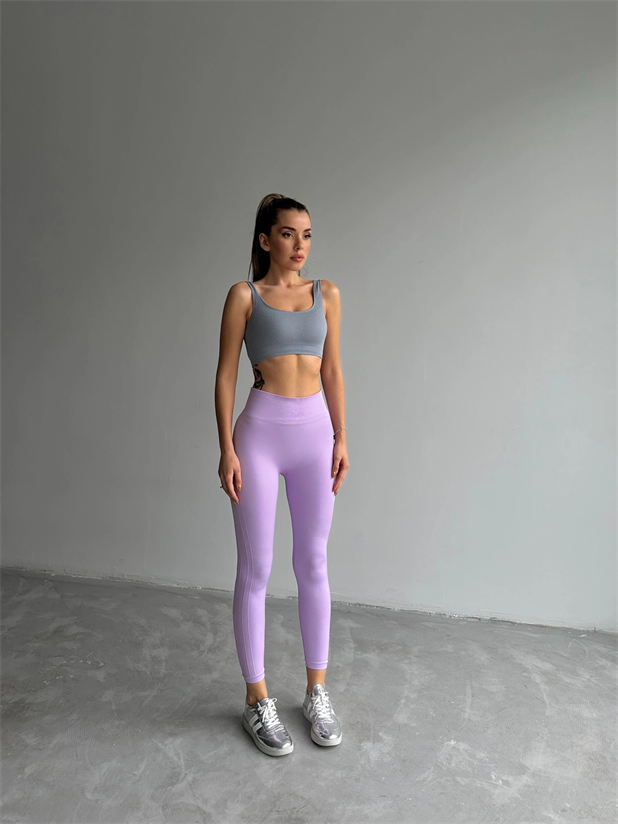 Yan Çizgi Esnek Tayt Lila - Lila