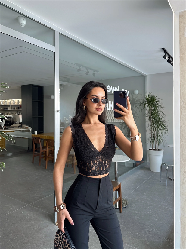 Dantelli Bralet - Siyah