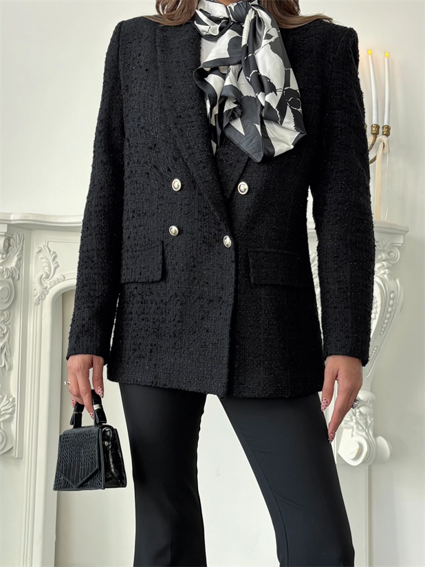 Tüvit Blazer Ceket - Siyah