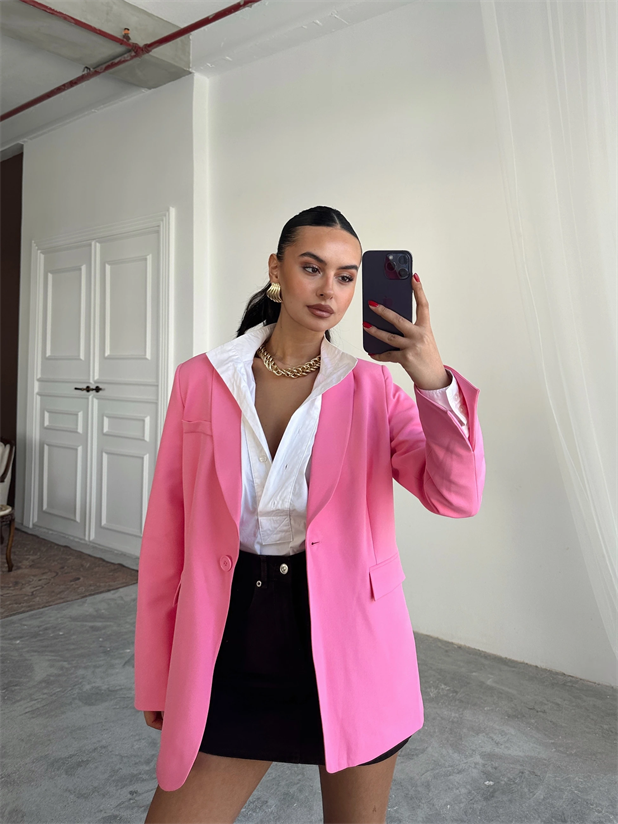 Kol Yırtmaç Blazer Ceket Pembe - Pembe