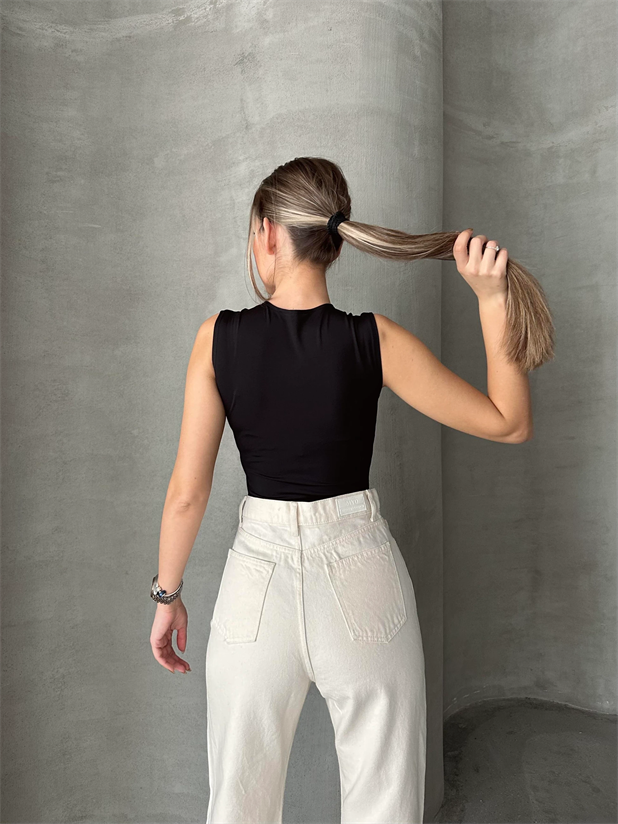 Janell Kemer Detay Bodysuit Siyah - Siyah