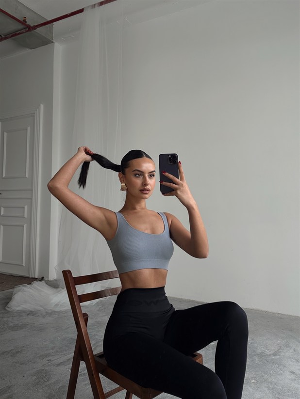 Seamless Fitilli Crop - Gri