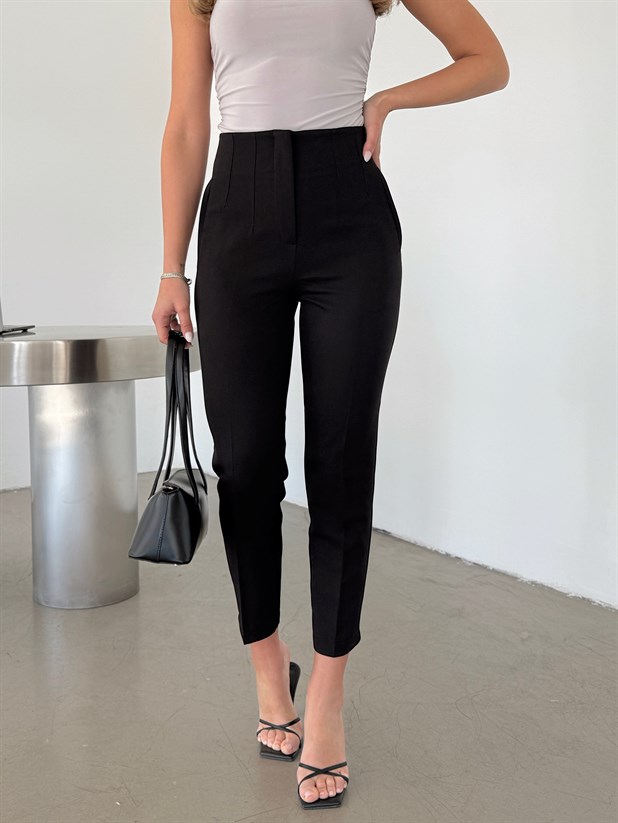 Pensli Dabıl Kumaş Pantolon - Siyah