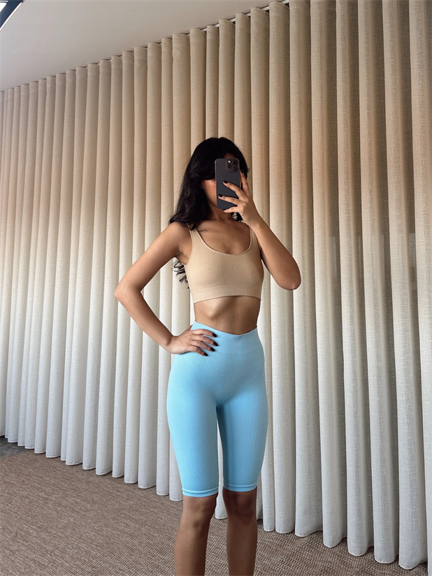 Fitilli Biker Tayt Bebe Mavi - Mavi