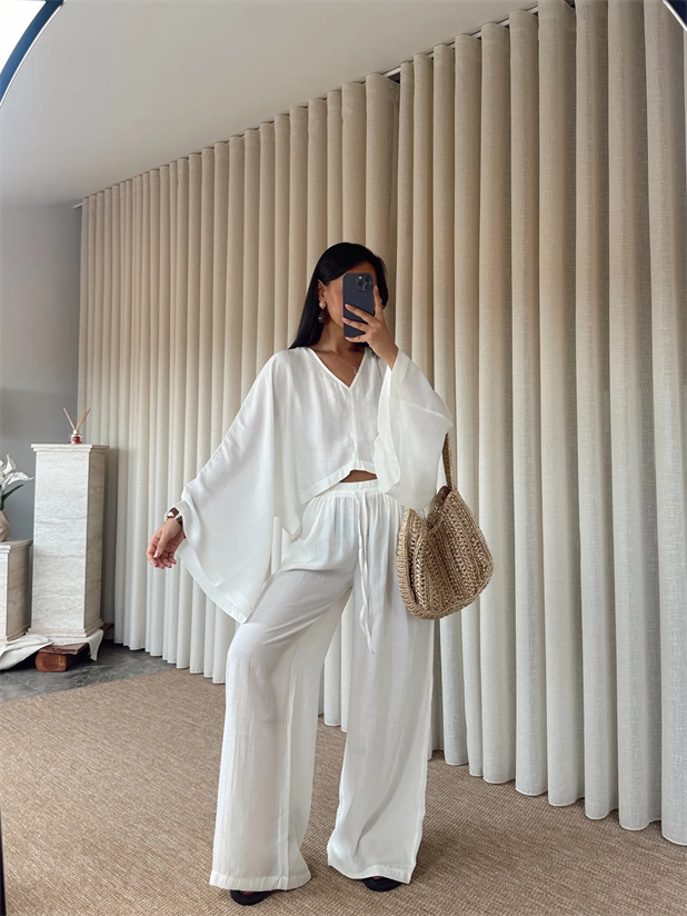 Salaş Keten Takım  - Ekru