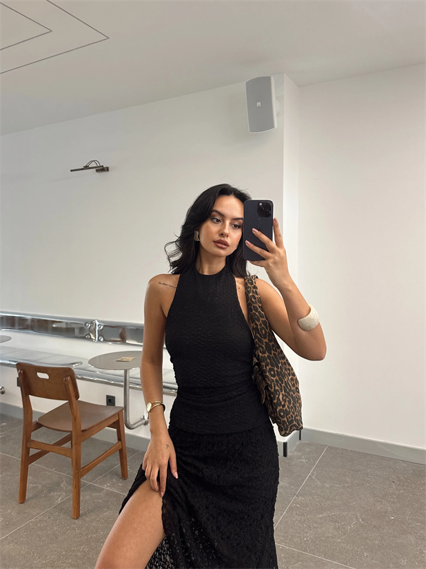 Sırt Ayarlanabilir Crop - Siyah