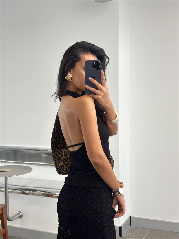 Sırt Ayarlanabilir Crop - Siyah