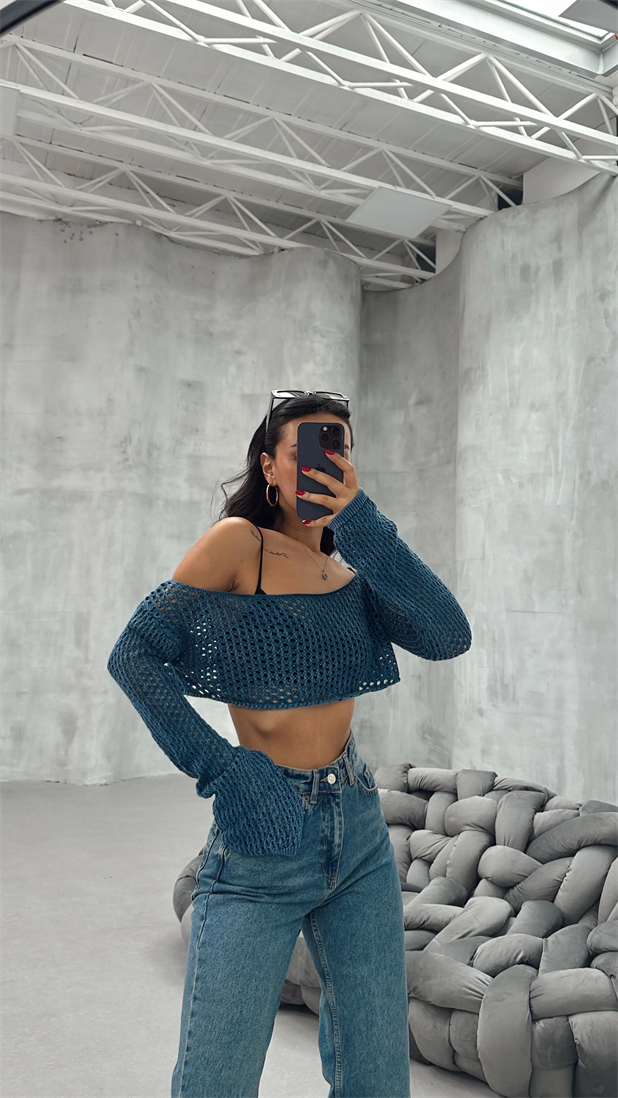 Devin Ajurlu Yıkamalı Triko İndigo - İndigo