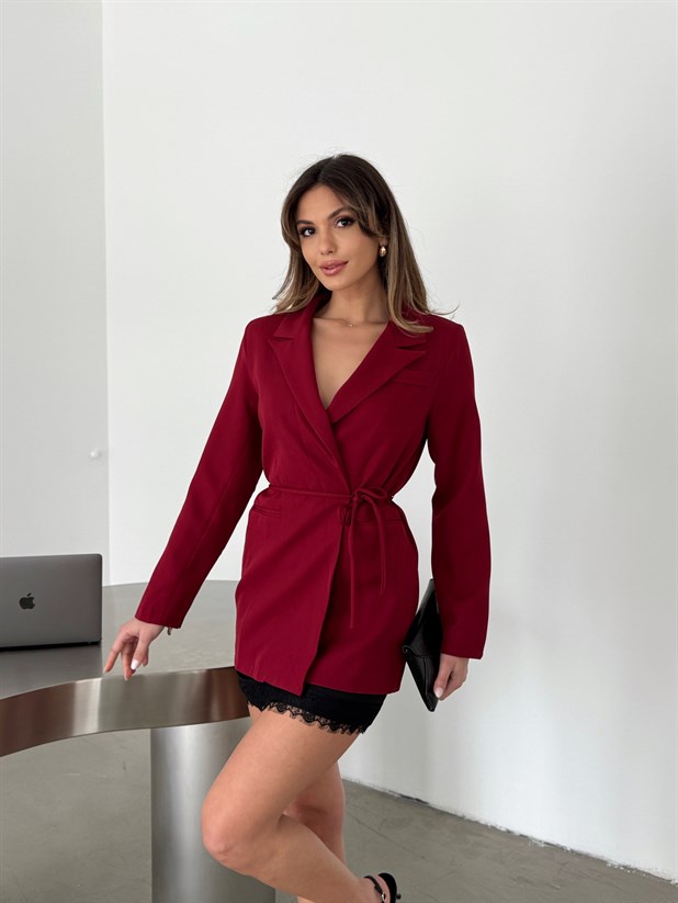 Bağlama Detay Ceket - Bordo