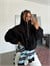 Kapüşonlu Kaşe Ceket - Siyah