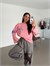 Paris Baskılı Çizgili Sweat - Pembe