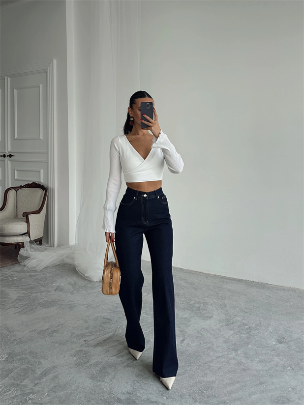 Massimo Paça Kesik Palazzo Jean - Lacivert