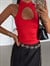 Ön Pencereli Sıfır Kol Bluz - Kırmızı